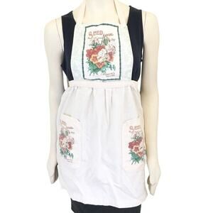 VTG SMITHSONIAN Bib Apron Patch pockets Florals  Kitchen Baking  SZ S